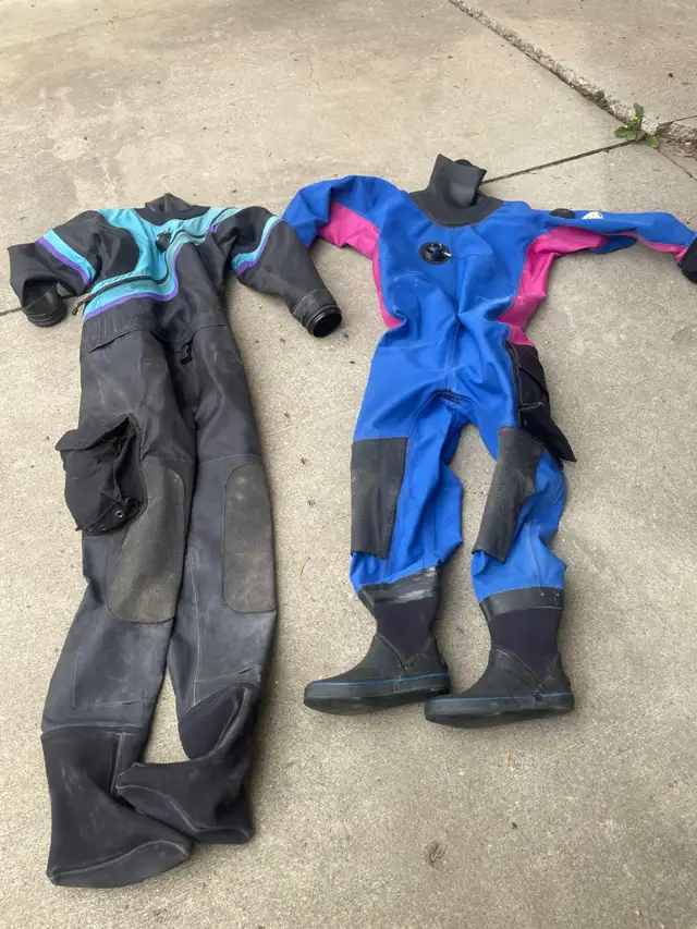 13 scuba diving drysuits, underwear and accessories63611958457347122