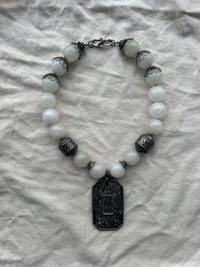 White jade (and silver)  necklace