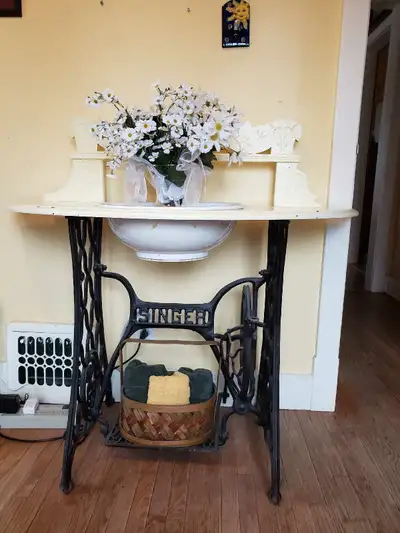 Whimsical Singer Sewing Machine Stand Table, View more