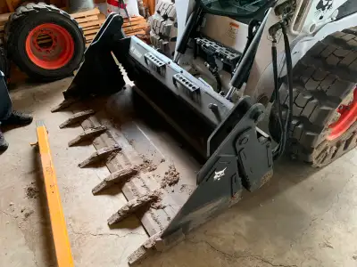 Bobcat Items - Skidsteer 4 in 1 bucket, hardly used - 4500 - Tires and rims - 800 - 72 in rototiller...