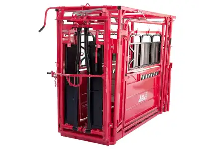 The Matador Squeeze Chute is a heavy built squeeze chute that works great for various sizes of cattl...