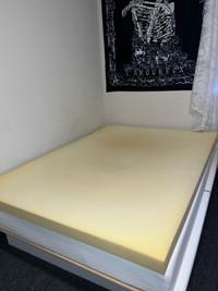 Queen Bed frame, mattress and mattress topper