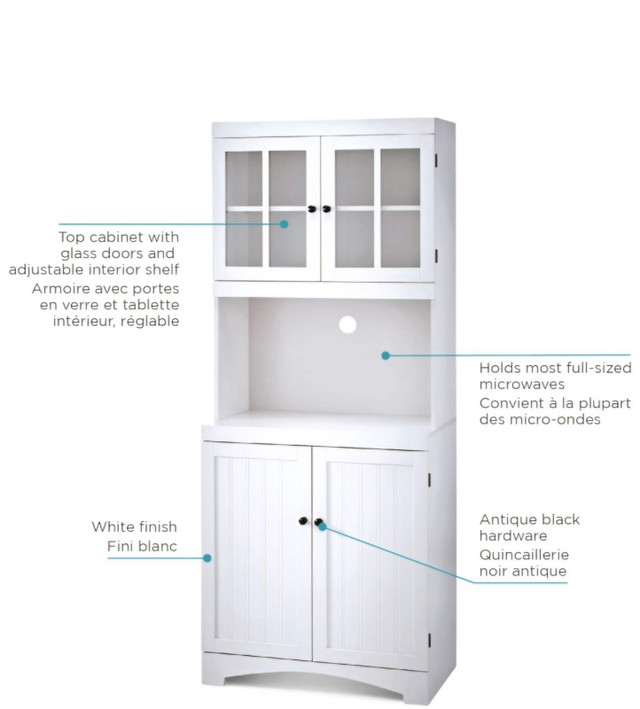4-Door Open Shelf Freestanding Kitchen Pantry Storage Cabinet, C in Hutches & Display Cabinets in Dartmouth - Image 3