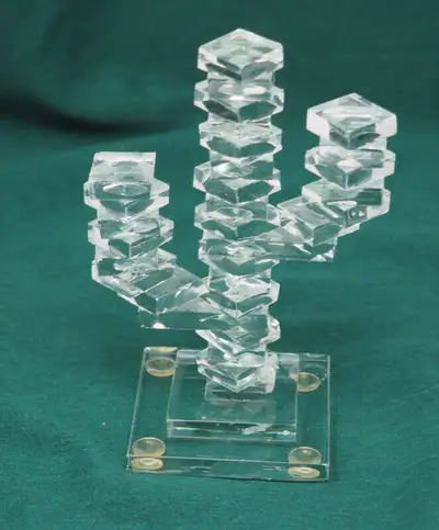 Crystal Cactus Sculpture 5" Tall. Pre-owned.