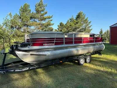 2012 StarCraft Fish/Cruise pontoon boat with 90hp Evinrude E-Tec, auto deploy 36v trolling motor, el...