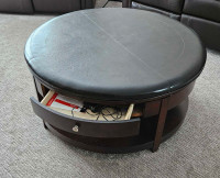 Leather top round table
