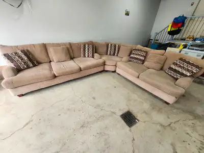 Sofa, loveseat, chair, with pillows, can also be sectional when put together, very comfortable, hard...