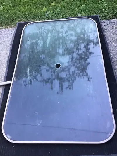 Patio Steel frame glass top table - 38"W x 60"L, View more