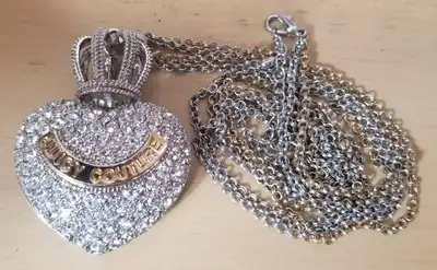 Juicy Couture Crown Heart Pendant Necklace – Rhinestone Logo, View more