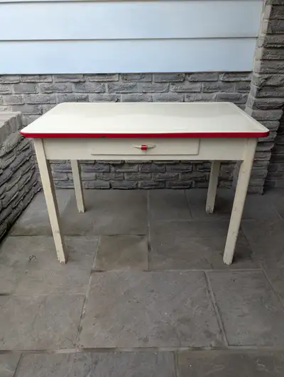 Antique Metal Enamel Top Table, View more