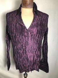 Womens Purple Krinkle Blouse. Size Large. Rickis.