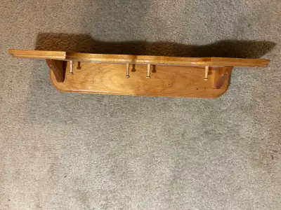 Wooden Shelf with Hooks, View more