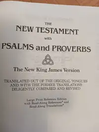 NEW TESTAMENT w/PSALMS and PROVERBS- LARGE PRINT EDITION