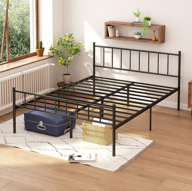 Full Size Metal Platform Bed Frame with Heavy Duty Steel Slat Su in Beds & Mattresses in Mississauga / Peel Region - Image 3