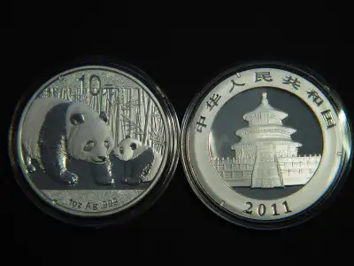 2011 & 2012 Chinese Panda 1 oz .PURE Silver Coins, View more