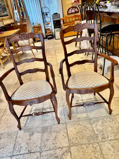 Vintage solid wood dining/ accent  armchairs ( set of two), View more