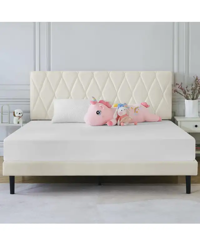 Queen Bed Frames with Upholstered Headboard,Linen Fabric Wrap,St in Beds & Mattresses in Hamilton - Image 3