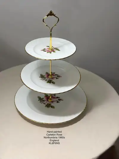 Vintage 1960 Hand painted Carleton Rose by Northumbria  Cake , View more