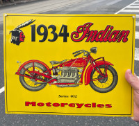 Vintage Metal Indian Motorcycles Harley Sign