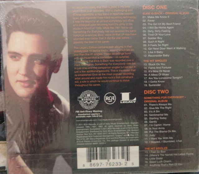 ELVIS PRESLEY  TWO CD LEGACY EDITION-NEW in CDs, DVDs & Blu-ray in Kitchener / Waterloo - Image 2