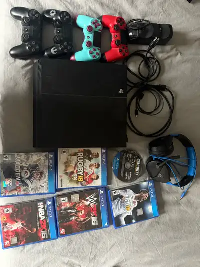 PS4 with headset and games, View more