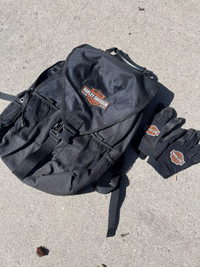 Harley-Davidson Backpack and Gloves