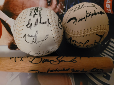 NHL greats signed softballs and mini bats, View more