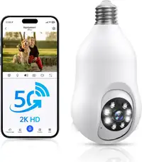 Light Bulb Security Camera,5G& 2.4GHz Security Cameras Wireless