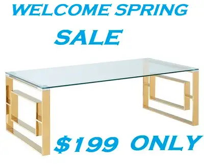 EROS COFFEE TABLE IN POLISHED GOLD AND THICK GLASS.., View more