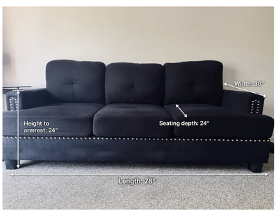 Modern Black Upholstered Sofa – Excellent Condition, View more