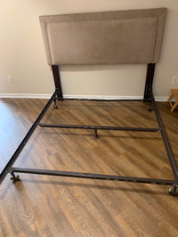 Queen size metal bed frame and headboard