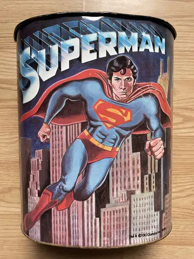 1978 DC Comics Superman Metal Waste Basket, View more