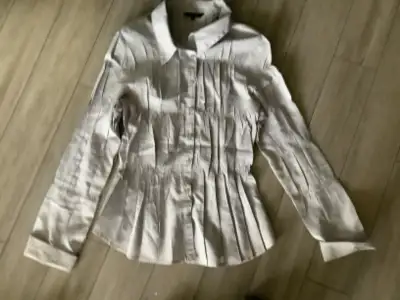 Grey Pleated Blouse Size. L Pleated Look