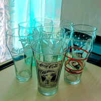 Lot of 8 Vintage Coca-Cola Glasses, Retro, Collectible, 80s, 90s