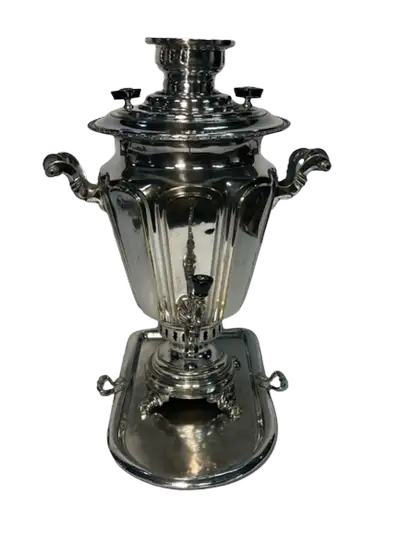 Antique Silver Plated Russian Samovar with Tray - Registered 1855 as pictured. Super RARE Collectibl...