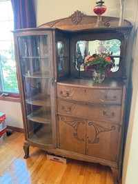 Antique buffet China cabinet combo