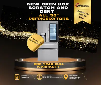 WAREHOUSE BLOWOUT!!! ALL 36" WIDTH REFRIGERATORS 40% OFF MSRP PRICES !!! THESE MAKE EXCELLENT GIFTS...