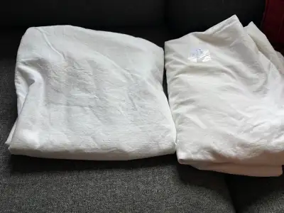 Double fitted bed sheets $5 each, white cotton + more, View more