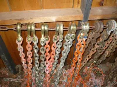 I have several grade 70 3/8" safety chains for sale. Very good condition. With or without hooks. 14...