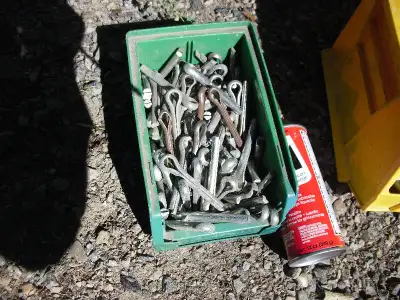 have a box of heavy duty steel cotter pins, @ 3 1/2" long and @ 3/8" in diameter