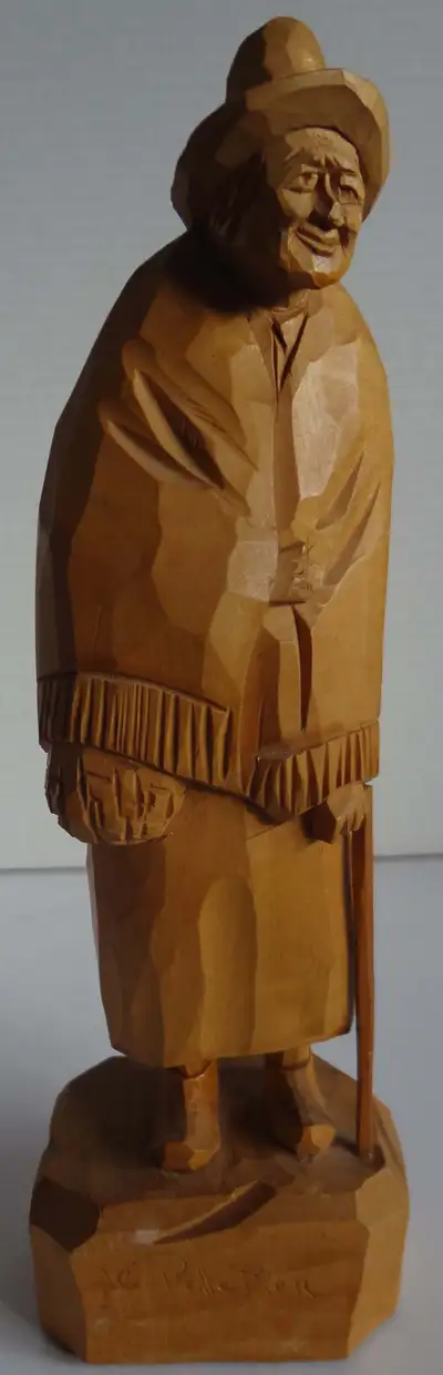 VINTAGE Folk Art Wood Carving by J.C. PELLETIER, View more