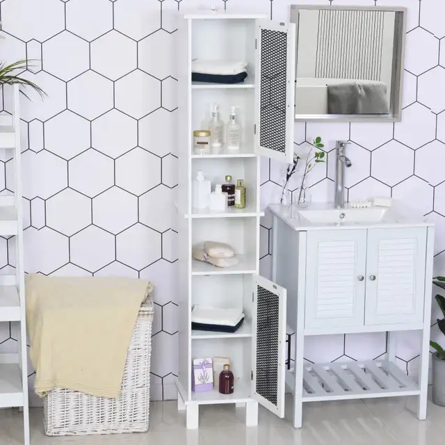 13.25"W x 11.75"D x 69.5"H Tall Bathroom Cabinet, White in Home Décor & Accents in Markham / York Region - Image 9