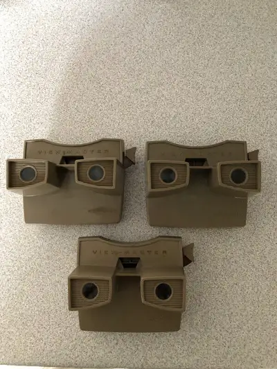 These are 3 Model G View-Master units made of plastic and introduced in 1962( beige)