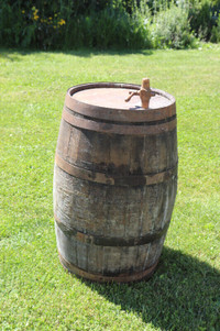 Old Large Wooden Barrel With Spigot