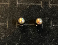 Genuine Akoya, pearl stud earrings, set in sterling silver