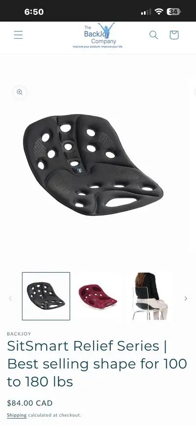 Moving Sale. Back joy,SitSmart Posture plus seat., View more