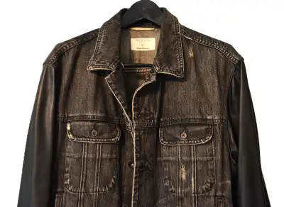 rag & bone denim jacket with leather sleeves xl, View more