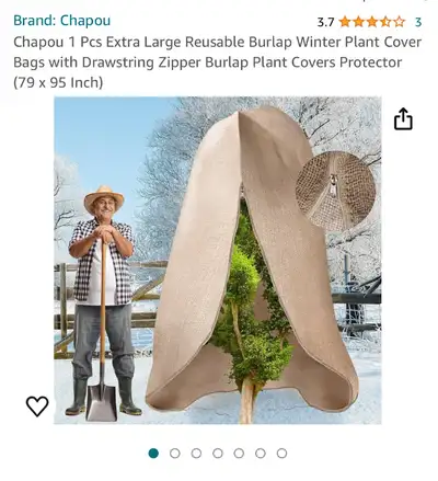 Chapou Reusable Burlap XL Winter Plant Covers, Set of 2, 90 X 75, View more