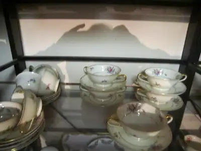 $120.00 or BEST OFFER for 25 pieces of THE QUEEN'S ROSE, by Tirschenreuth, Bavaria 5 cream soup bowl...