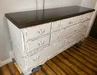 Heavy built shabby-chic distressed 8 drawers dresser.